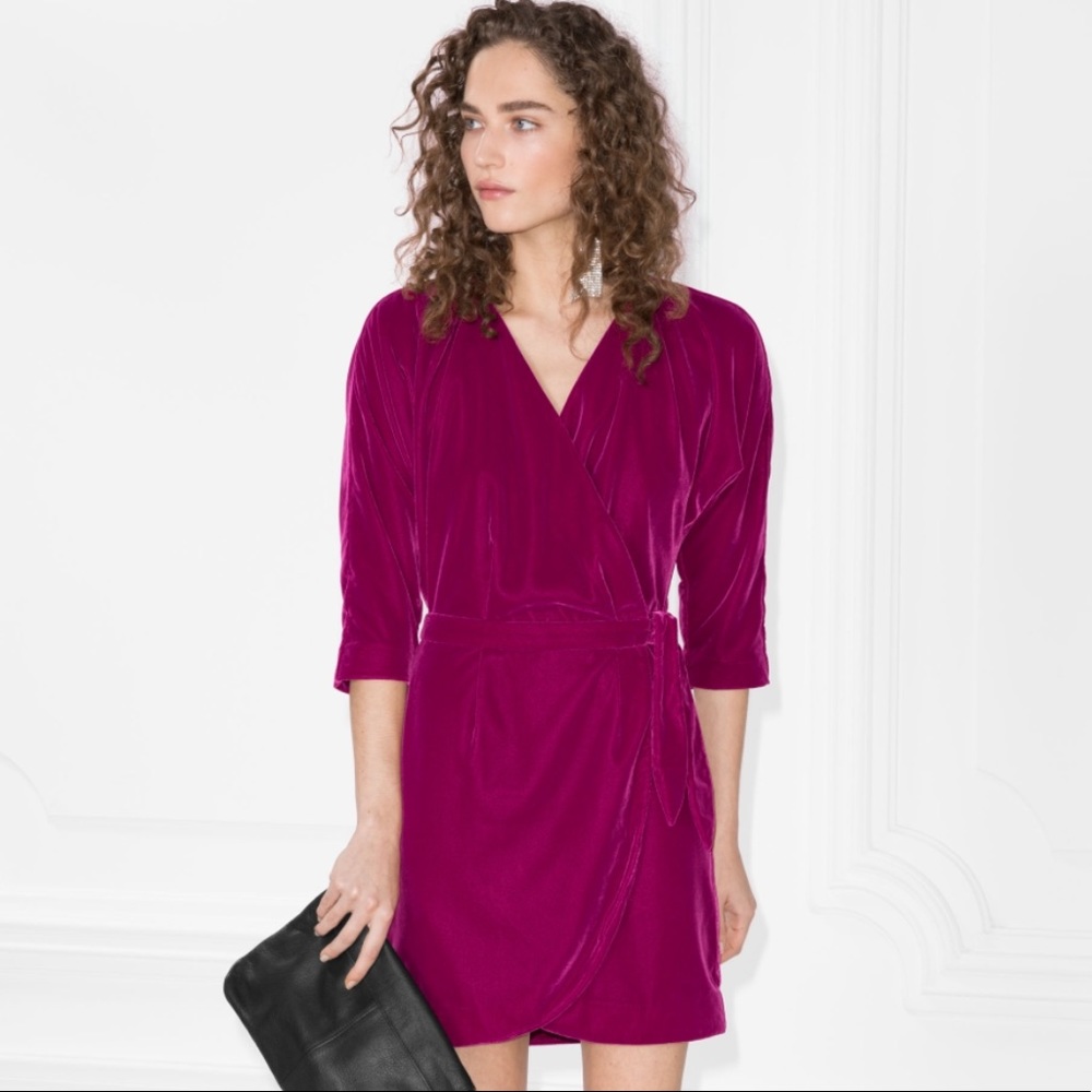 & Other Stories Velvet Wrap Dress Size 6